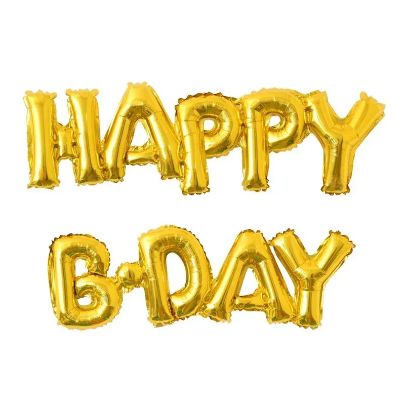 Шар К Надпись, Happy B-Day, Золото (Gold), 59*90 см  (под воздух)