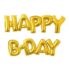 Шар К Надпись, Happy B-Day, Золото (Gold), 59*90 см  (под воздух)