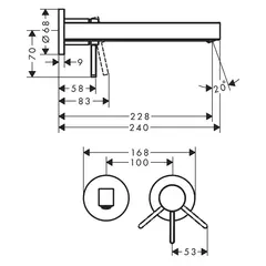 Смеситель для раковины, настенный, черный Hansgrohe Finoris 76050670
