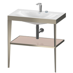Duravit XViu XV4715EB110 Консоль напольная, 850x800x480мм с полкой, с раковиной без перелива, 2 отв., цвет: champagne matt/crome фото