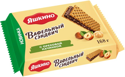 Вафельный Сэндвич Яшкино с ореховой начинкой 168гр