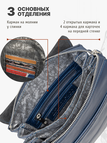 Кожаная мужская сумка-планшет синего цвета