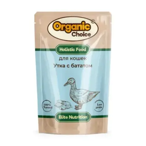 Organic Сhoice пауч для кошек утка с бататом в соусе 85 гр