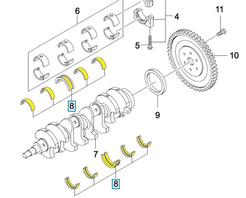 ВКЛАДЫШИ КОРЕННЫЕ 0,5 LANOS, NEXIA, CHANCE 1.5, LACETTI; AVEO, CRUZE ДВИГАТЕЛЬ D3 GM