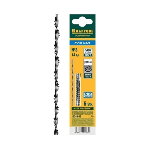 KRAFTOOL Pro Cut, 130 мм, 6 шт, спиральные полотна для лобзика (15344-03)