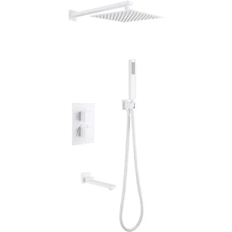 Abber Daheim AF8250W Душевая система скрытого монтажа с изливом, термостат, цвет: белая матовая