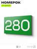 Номер на дверь 280, табличка на дверь для офиса, квартиры, кабинета, аудитории, склада, зеленая 120х70 мм, Айдентика Технолоджи