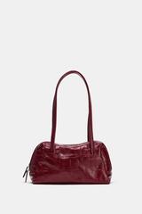 ZARA ТЕКСТУРНАЯ КОЖАНАЯ СУМКА С ПЛЕЧЕВЫМ РЕМНЕМ, КРАСНЫЙ