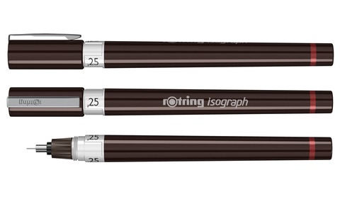 Изограф Rotring, толщина линии: 0,25 mm, корпус: пластик, цвет: бордовый (1903398)