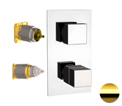 Remer Qubika Thermo QT92KBDO Смеситель для ванны/душа термостат на 2 потока скрытый монтаж (заказывать совместно с rrbox92), цвет: золото фото