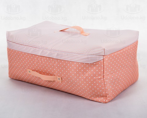 Мягкий большой кофр для объемных вещей, XL, 63*48*28 см (розовый в горошек)