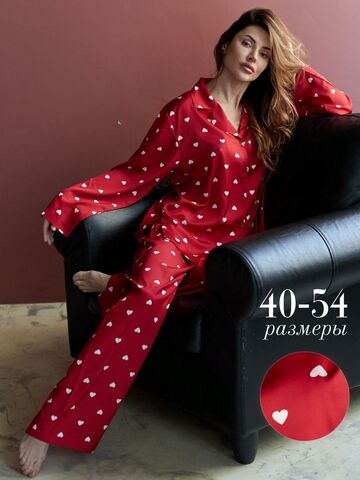 Пижама женская с брюками шелковая