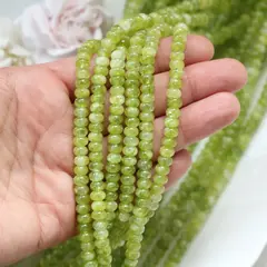 Тонированный кварц, зелёный, рондель, 6*4 мм, нить, К138