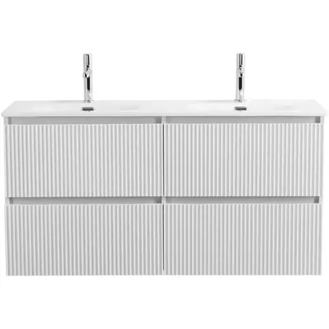 BelBagno UNO-1200-4C-SO-BO База под раковину подвесная с фрезерованными ручками по всей длине фасада с четырьмя выкатн. ящ., Bianco Opaco, 1200x455x608