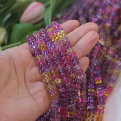 Бусины стеклянные, фиолетовый микс, рондель, 8*5 мм, К058
