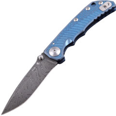 Фото Складной нож Spartan Blades Harsey Folder, сталь дамаск, рукоять голубой титановый сплав