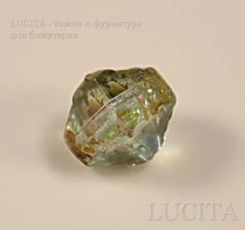 Бусина с огранкой "Биконус" (цвет- бирюза с бронзой) 8х6 мм , 10 штук ()