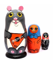 Матрешка "Кот" 3 кукольная. Высота самой большой куклы 11см