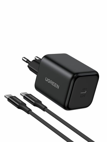 Сетевое зарядное устройство c кабелем UGREEN X524 (65054) 45W USB-C GaN Fast Charger With Cable EU, черный