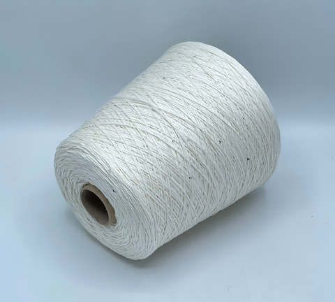Бобинная пряжа, Cotone Paillettes, 450м, 97% Хлопок, 3% Полиэстер(пайетка), Молочный. 40733