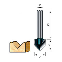 Фреза для V-образных пазов 20х32х15х6 мм; 120° Makita D-09379