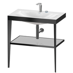 Duravit XViu XV4715EB210 Консоль напольная, 850x800x480мм с полкой, с раковиной без перелива, 2 отв., цвет: black matt/crome фото
