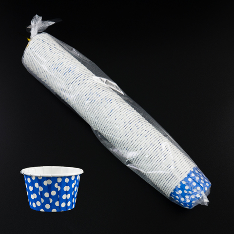 Мини-капсулы для маффинов с бортиком (соусницы) Polca Dot Синие в горох 38*30 мм, шт