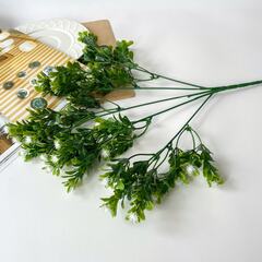 Зелень искусственная, букет с белыми мелкими цветочками, 37 см, набор 2 букета.