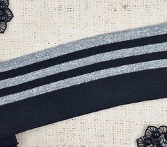 Подвязы с люрексом, ш. 7 см, L 119 см, чёрный с серебром