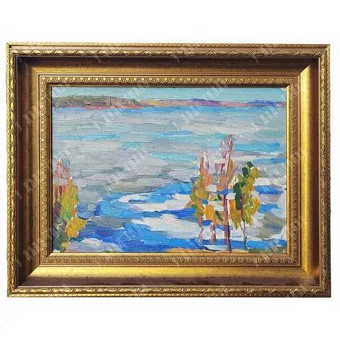 Динес Ю. С. Сенеж. Ранняя весна. Этюд. Картон, масло. 1955
