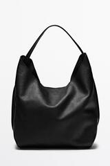 Massimo Dutti Мини-сумка через плечо из кожи наппа, черный