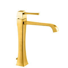 Gessi Mimi 11988#080 Смеситель для накладной раковины высотой от 40 до 120мм с донным клапаном, излив 177мм, цвет: золото фото