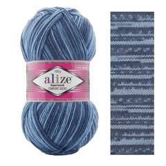ALIZE "SUPERWASH COMFORT", 75% шерсть, 25% п/а, 100 гр, 420 м, Серо-голубой меланж
