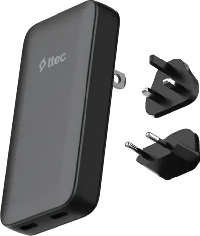 Зарядное устройство TTEC SmartCharger Trio GaN 65W PD EU-UK-US-AUS международный набор, черный