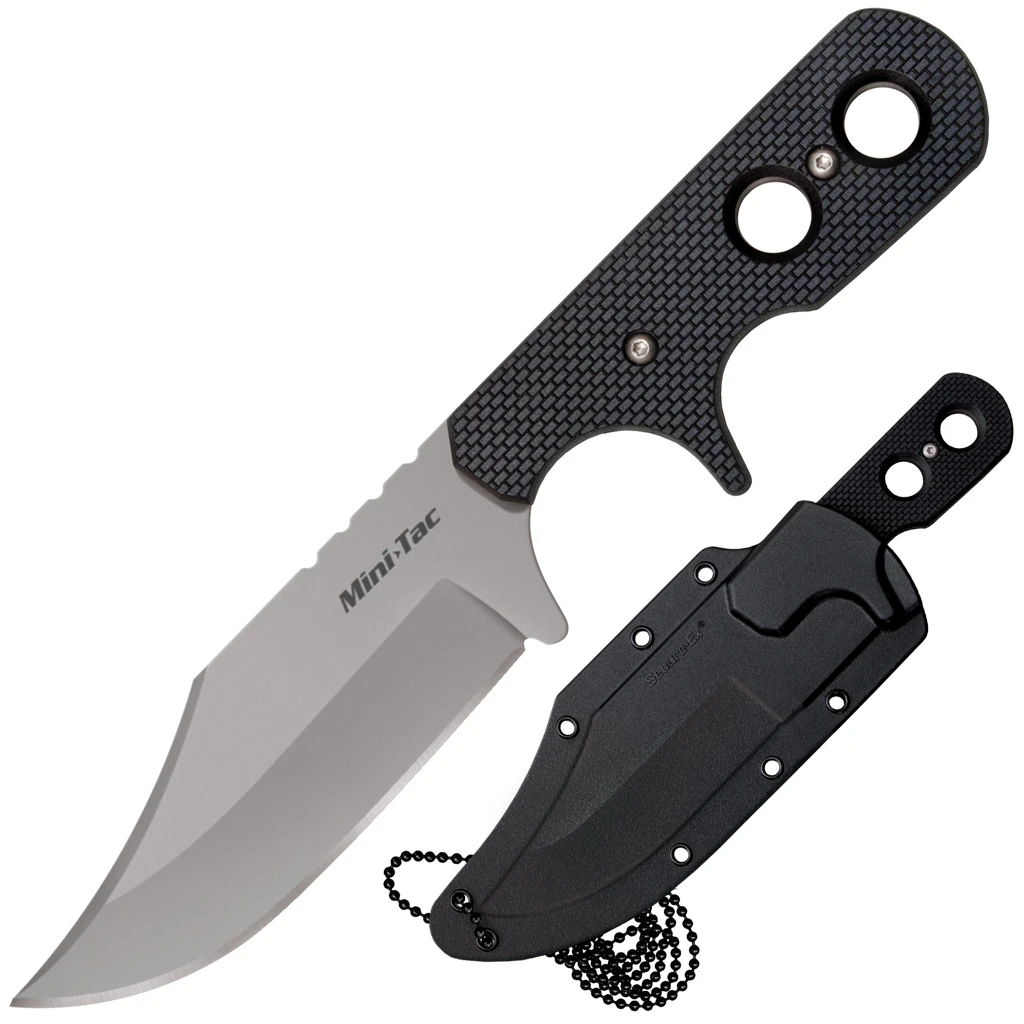 Шейный нож Cold Steel Mini Tac Bowie, сталь 8Cr13MoV, рукоять G10, черный