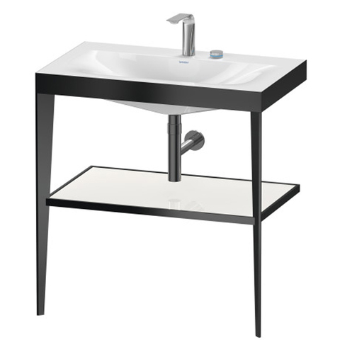 Duravit XViu XV4715EB285 Консоль напольная, 850x800x480мм с полкой, с раковиной без перелива, 2 отв., цвет: black matt/white high gloss lacquer