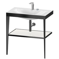 Duravit XViu XV4715EB285 Консоль напольная, 850x800x480мм с полкой, с раковиной без перелива, 2 отв., цвет: black matt/white high gloss lacquer фото