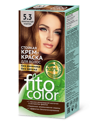 Стойкая крем-краска для волос Fitocolor тон Золотистый каштан 115 мл.