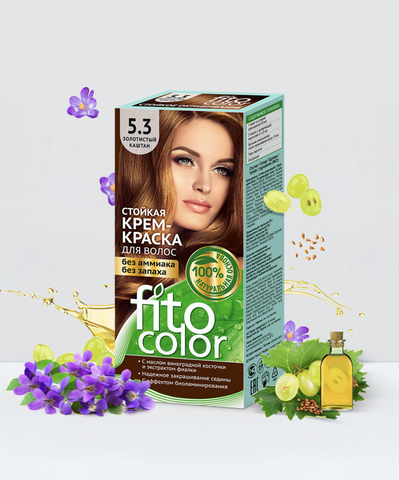 Стойкая крем-краска для волос Fitocolor тон Золотистый каштан 115 мл. — фото 3