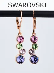Серьги-подвески Эльза с разноцветными кристаллами Swarovski