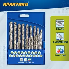 Набор сверл по металлу ПРАКТИКА Профи 19 шт. 1-10 мм, шаг 0,5 мм, ПРО (640-308)