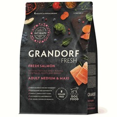 Сухой корм GRANDORF FRESH DOG Salmon MED&MAXI лосось с бататом для взрослых собак средних и крупных пород, для здоровья кожи и шерсти или склонных к аллергии 3кг