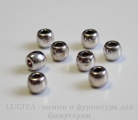 Бусина металлическая гладкая (цвет - античное серебро) 6х5 мм, 10 штук ()