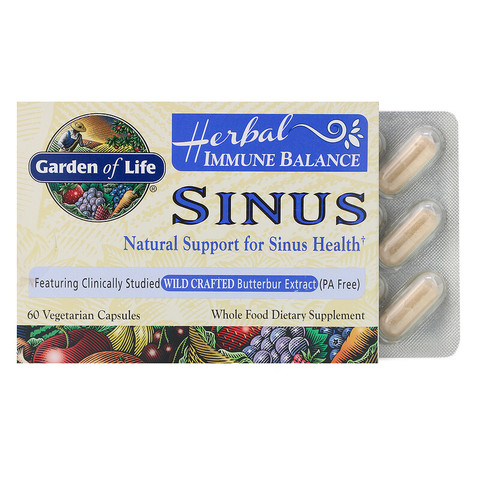 Garden of Life, Herbal Immune Balance, Sinus, 60 растительных капсул