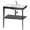Duravit XViu XV4715EB289 Консоль напольная, 850x800x480мм с полкой, с раковиной без перелива, 2 отв., цвет: black matt/flannel grey high gloss lacquer