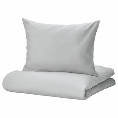 Комплект постельного белья IKEA NATTSVARMARE (НАТТСВАРМАРЕ), Односпальный, Серый, 150x200, 50x80 см