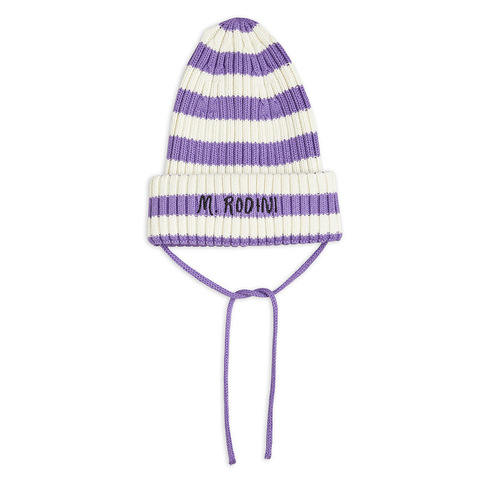 Шапка Mini Rodini Fold Up Rib Stripe Purple