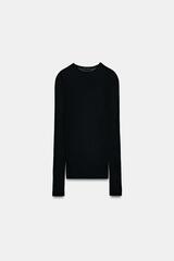 ZARA ФУТБОЛКА SUPIMA® С ДЛИННЫМИ РУКАВАМИ, ЧЕРНЫЙ