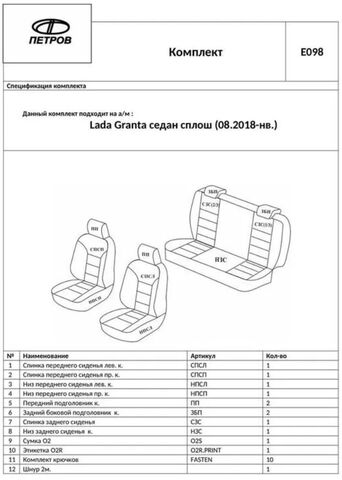 Чехлы Лада Гранта (2018-2024) сплошная спинка - жаккард, черный - фото 5