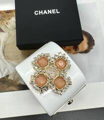 Браслет манжета широкий CHANEL с логотипом из черного пластика lux